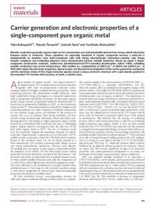 nmat4768-Carrier generation and electronic properties of a single-component pure organic metal