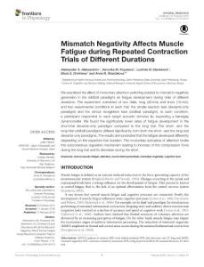 mismatch negativity affects muscle fatigue during repeated contraction trials of different durations.不匹配的消极影响在重复收缩肌肉疲劳试验不同的持续时间