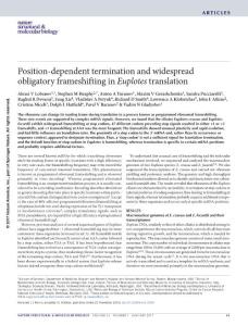 nsmb.3330-Position-dependent termination and widespread obligatory frameshifting in Euplotes translation