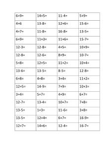 小学一年级数学20以内加减混合口算题2