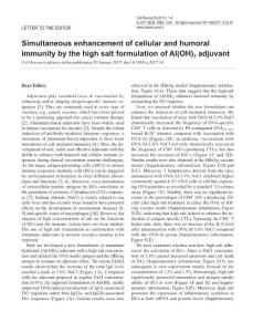 cr201714a-Simultaneous enhancement of cellular and humoral immunity by the high salt formulation of Al(OH)3 adjuvant