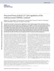 nsmb.3362-Structural basis of dual Ca2+-pH regulation of the endolysosomal TRPML1 channel
