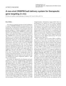 cr201716a-A non-viral CRISPR-Cas9 delivery system for therapeutic gene targeting in vivo