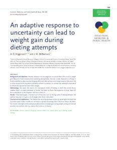 an adaptive response to uncertainty can lead to weight gain during dieting attempts.[2016][evol med public health][10.10.一种自适应响应的不确定性在尝试节食会导致体重增加。[2016