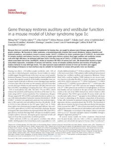 nbt.3801-Gene therapy restores auditory and vestibular function in a mouse model of Usher syndrome type 1c