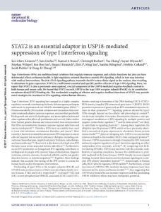 nsmb.3378-STAT2 is an essential adaptor in USP18-mediated suppression of type I interferon signaling