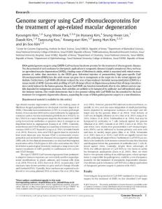 Genome Res.-2017-Kim-Genome surgery using Cas9 ribonucleoproteins for the treatment of age-related macular degeneration