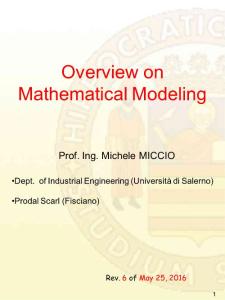 Overview on Mathematical Modeling - ...