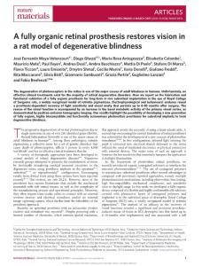 nmat4874-A fully organic retinal prosthesis restores vision in a rat model of degenerative blindness