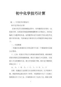 初中化学技巧计算