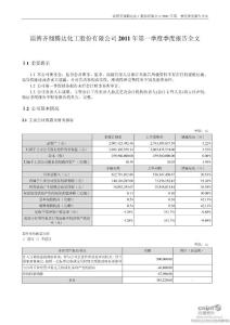 齐翔腾达：2011年第一季度报告全文