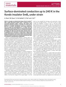 nmat4888-Surface-dominated conduction up to 240 K in the Kondo insulator SmB6 under strain