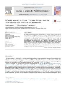 authorial presence in l1 and l2 novice academic writing cross-linguistic and cross-cultural perspectives