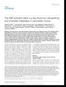 ncb3513-The EMT-activator Zeb1 is a key factor for cell plasticity and promotes metastasis in pancreatic cancer