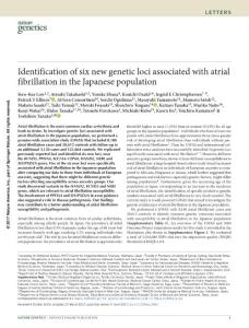 ng.3842-Identification of six new genetic loci associated with atrial fibrillation in the Japanese population