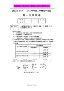 河南省洛阳市2010-2011学年高一下学期期中考试试题（生物）扫描