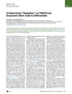 Molecular Cell-2017-A Determined “Hesitation” on H3K27me3 Empowers Stem Cells to Differentiate