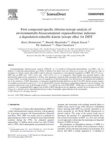first compound-specific chlorine-isotope analysis of environmentally-bioaccumulated organochlorines indicates a degradation-relatable kinetic isotope effect for ddt
