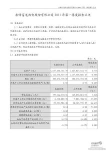 富龙热电：2011年第一季度报告正文