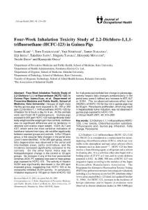 Four-Week Inhalation Toxicity Study of 2, 2-Dichloro-1, 1, 1…
