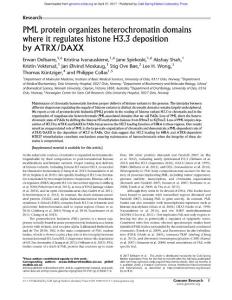 Genome Res.-2017-Delbarre-PML protein organizes heterochromatin domains where it regulates histone H3.3 deposition by ATRX-DAXX