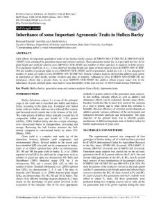 Inheritance of some Important Agronomic Traits in Hulless…