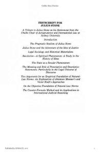 Julius Stone and the Adventure of the Idea of Justice