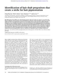 Genes Dev.-2017-Liao-744-56-Identification of hair shaft progenitors that create a niche for hair pigmentation