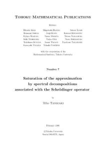 No007 (February 1998) Miho Tanigaki,Saturation of the approximation by spectral decompositions associated with the Schrodinger operator