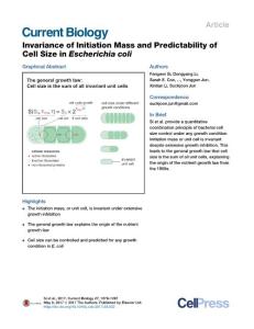 Current-Biology_2017_Invariance-of-Initiation-Mass-and-Predictability-of-Cell-Size-in-Escherichia-coli