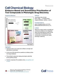 Cell-Chemical-Biology_2016_Evidence-Based-and-Quantitative-Prioritization-of-Tool-Compounds-in-Phenotypic-Drug-Discovery