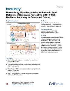 Immunity_2016_Normalizing-Microbiota-Induced-Retinoic-Acid-Deficiency-Stimulates-Protective-CD8-T-Cell-Mediated-Immunity-in-Colorectal-Cancer