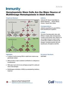 Immunity_2016_Hematopoietic-Stem-Cells-Are-the-Major-Source-of-Multilineage-Hematopoiesis-in-Adult-Animals