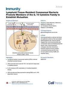 Immunity_2016_Lymphoid-Tissue-Resident-Commensal-Bacteria-Promote-Members-of-the-IL-10-Cytokine-Family-to-Establish-Mutualism
