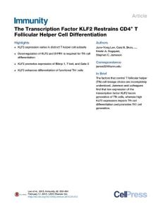 Immunity_2015_The-Transcription-Factor-KLF2-Restrains-CD4-T-Follicular-Helper-Cell-Differentiation