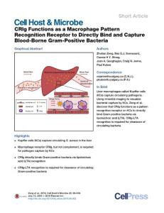 Cell-Host-Microbe_2016_CRIg-Functions-as-a-Macrophage-Pattern-Recognition-Receptor-to-Directly-Bind-and-Capture-Blood-Borne-Gram-Positive-Bacteria