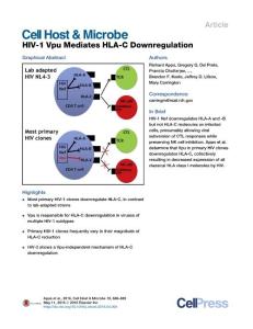 Cell-Host-Microbe_2016_HIV-1-Vpu-Mediates-HLA-C-Downregulation