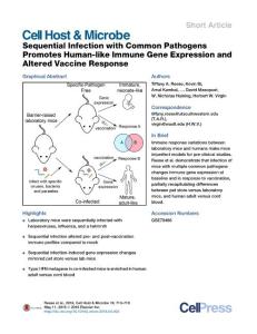 Cell-Host-Microbe_2016_Sequential-Infection-with-Common-Pathogens-Promotes-Human-like-Immune-Gene-Expression-and-Altered-Vaccine-Response