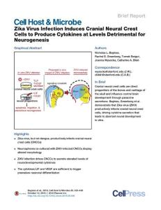 Cell-Host-Microbe_2016_Zika-Virus-Infection-Induces-Cranial-Neural-Crest-Cells-to-Produce-Cytokines-at-Levels-Detrimental-for-Neurogenesis