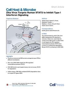 Cell-Host-Microbe_2016_Zika-Virus-Targets-Human-STAT2-to-Inhibit-Type-I-Interferon-Signaling