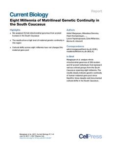 Current-Biology_2017_Eight-Millennia-of-Matrilineal-Genetic-Continuity-in-the-South-Caucasus