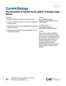 Current Biology-2017-The Evolution of Venom by Co-option of Single-Copy Genes