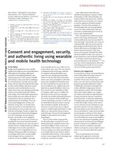 nbt.3887-Consent and engagement, security, and authentic living using wearable and mobile health technology
