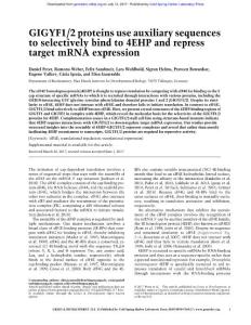 Genes Dev.-2017-Peter-GIGYF1:2 proteins use auxiliary sequences to selectively bind to 4EHP and repress target mRNA expression