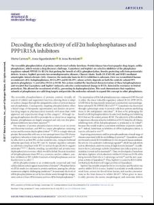 nsmb.3443-Decoding the selectivity of eIF2α holophosphatases and PPP1R15A inhibitors