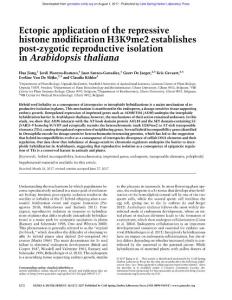 Genes Dev.-2017-Jiang-1272-87-Ectopic application of the repressive histone modification H3K9me2 establishes post-zygotic reproductive isolation in Arabidopsis thaliana
