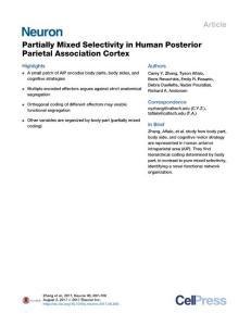 Neuron_2017_Partially-Mixed-Selectivity-in-Human-Posterior-Parietal-Association-Cortex