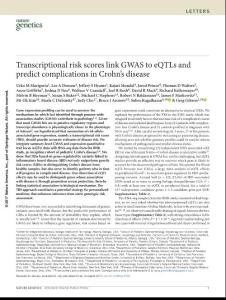 ng.3936-Transcriptional risk scores link GWAS to eQTLs and predict complications in Crohn´s disease
