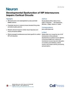 Neuron_2017_Developmental-Dysfunction-of-VIP-Interneurons-Impairs-Cortical-Circuits
