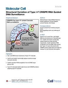 Molecular-Cell_2017_Structural-Variation-of-Type-I-F-CRISPR-RNA-Guided-DNA-Surveillance